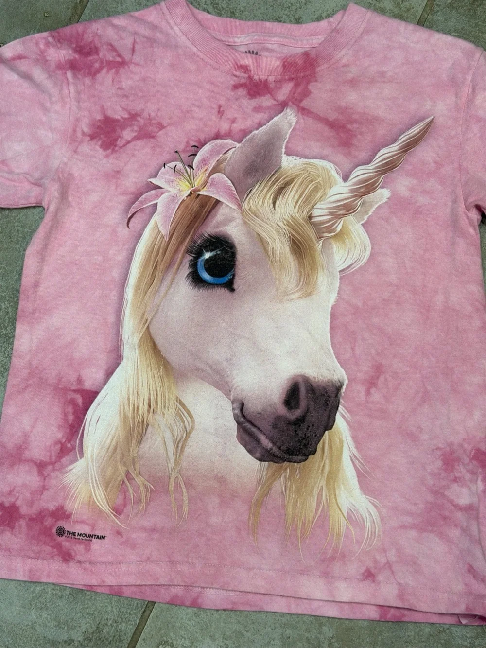 Girls The Mountain Pink Summer Unicorn Tie Dye T-Shirt Size Large